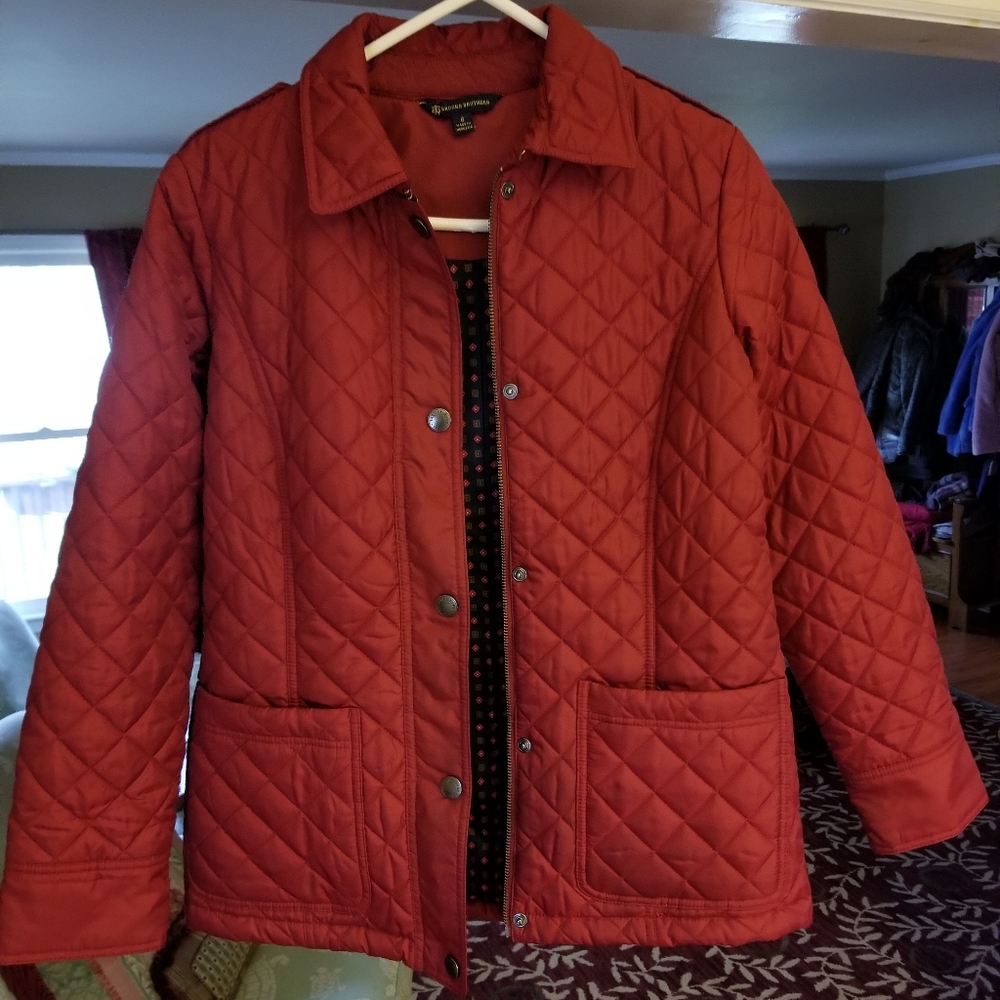 Brooks Brothers Womens Red Quilted Jacket Size 6